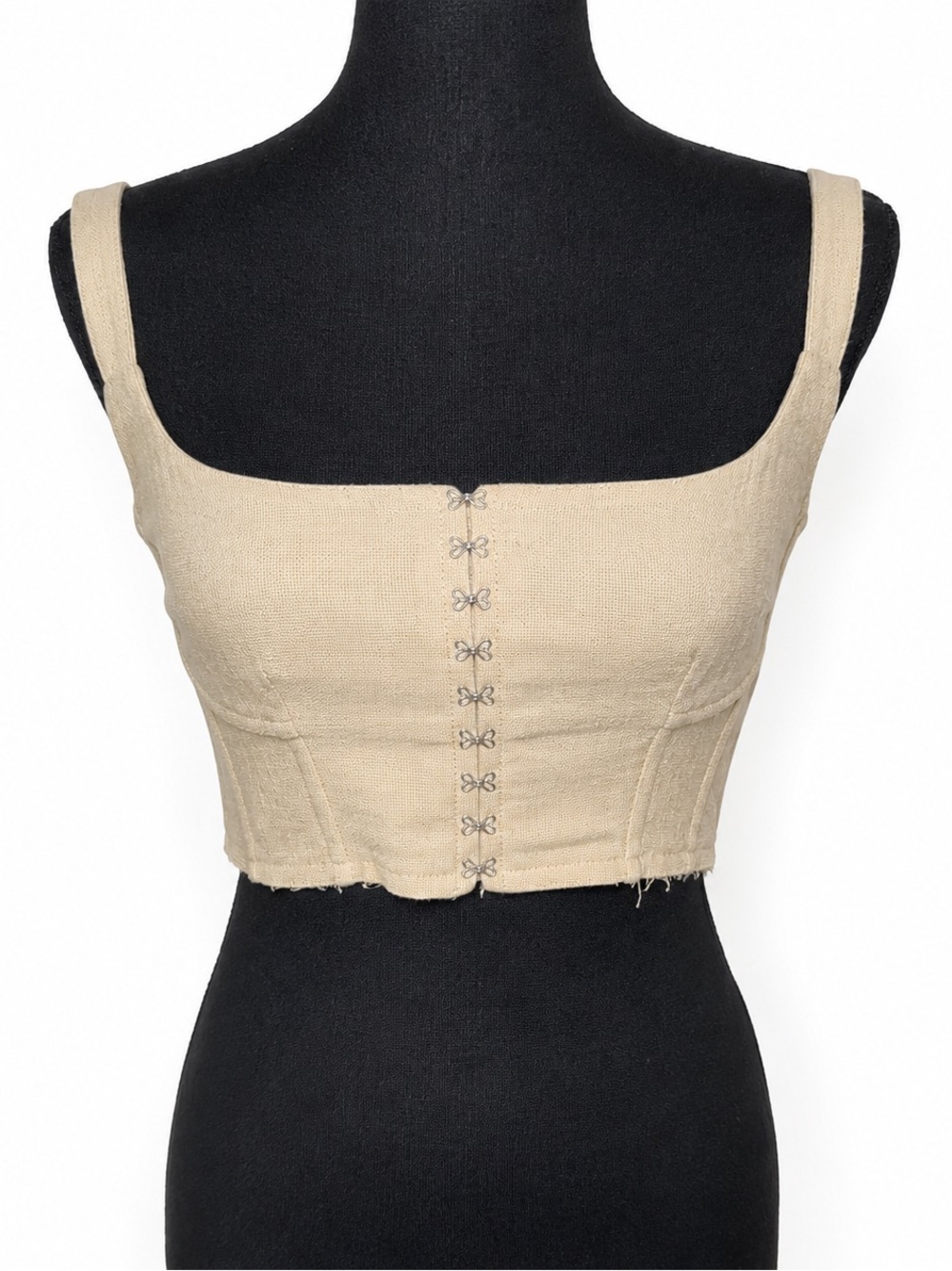 NWT TG Botanical Beige Hook-and-Eye Cropped Tank